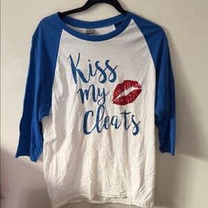 Gildan Blue and White Kids Long Sleeve Tee with Lip Print